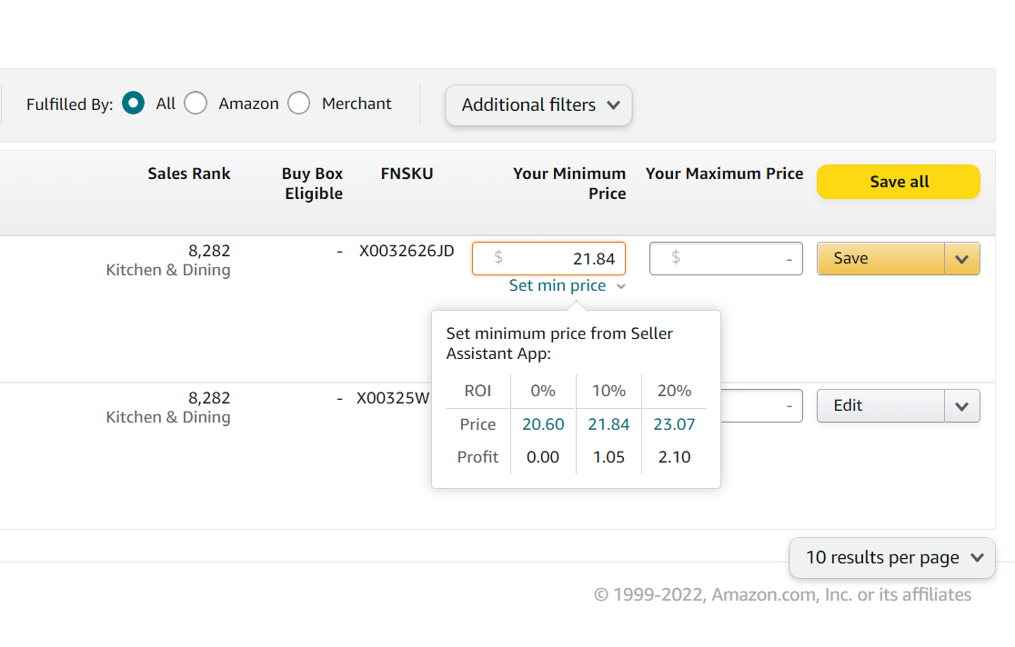 Setting the minimum price for Amazon Repricer