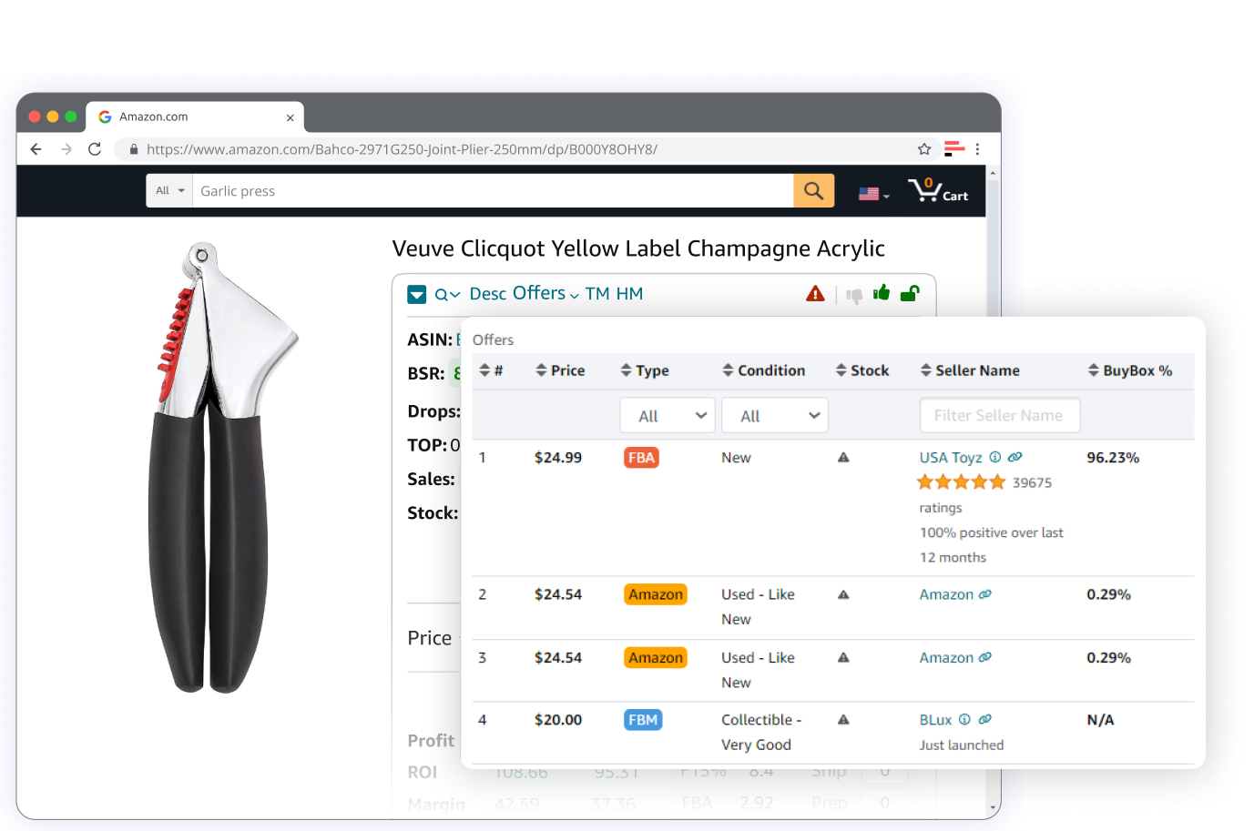 Процент Buy Box для каждого продавца