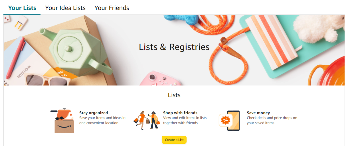 Amazon Wish List page