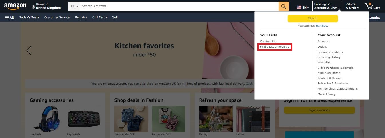 Finding other person's Wish List on Amazon