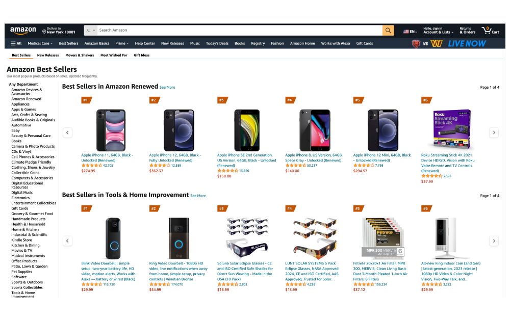 Скриншот Amazon Bestsellers