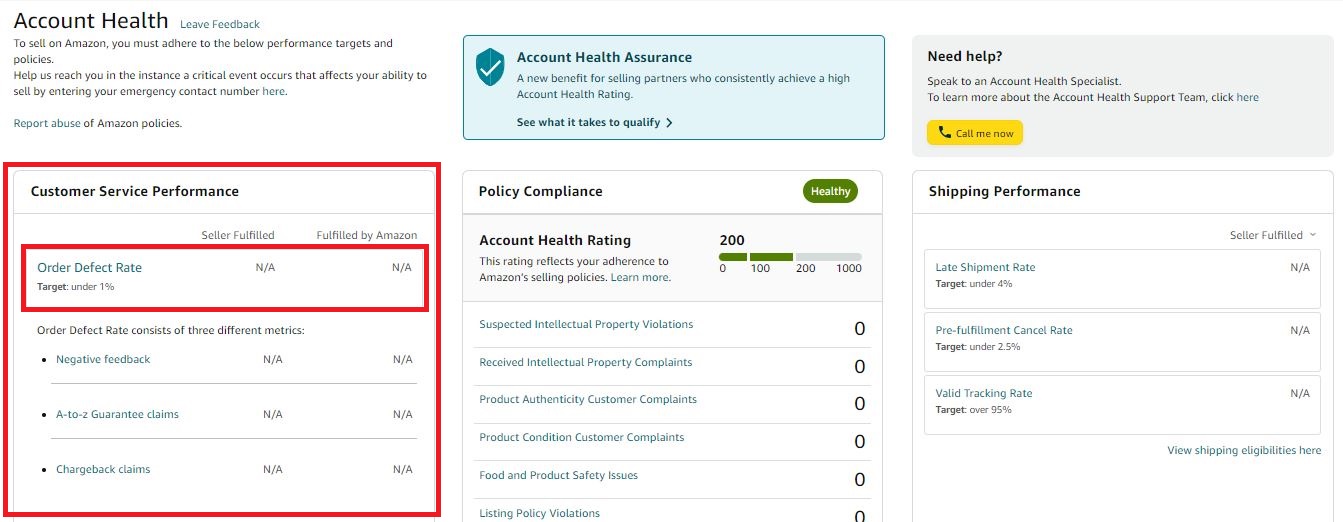 ODR'yi bulmak için Müşteri Hizmetleri Performansı'na gidin ve Sipariş Kusur Oranı'na tıklayın