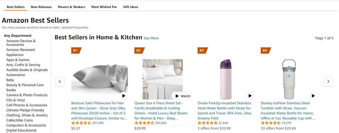 Amazon's Best Sellers page