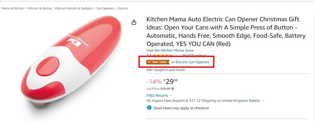 Best Sellers badge on product listings