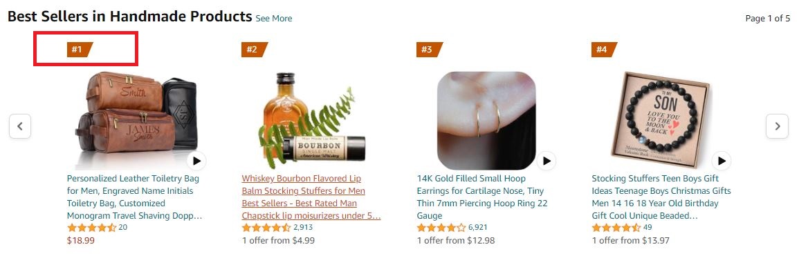 Best Sellers badge in search results