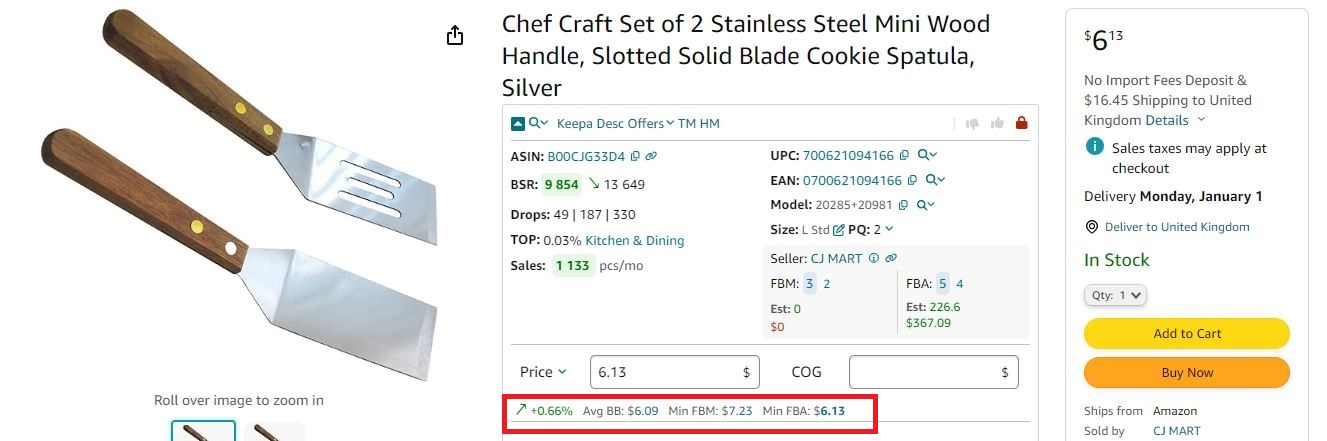 Seller Assistant shows you the average BuyBox price