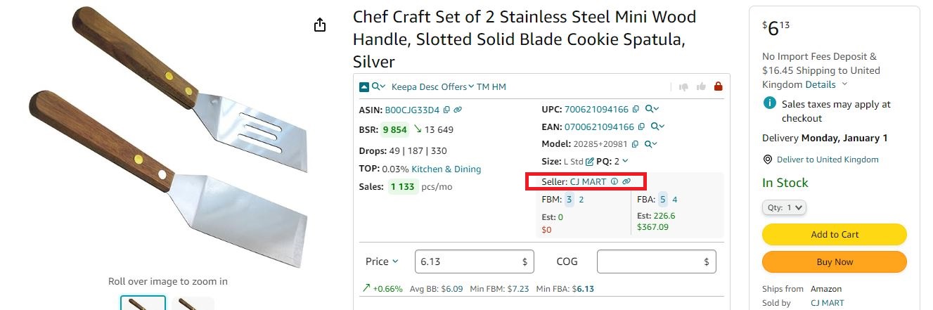 Seller Assistant shows you the BuyBox seller 