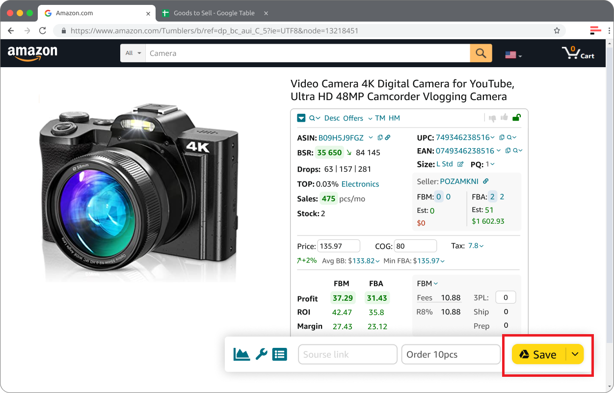 Seller Assistant lets sellers export product research data to Google Sheets