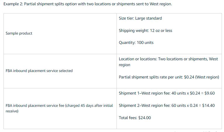 Example 2: Partial shipment splits option with two locations or shipments sent to West region