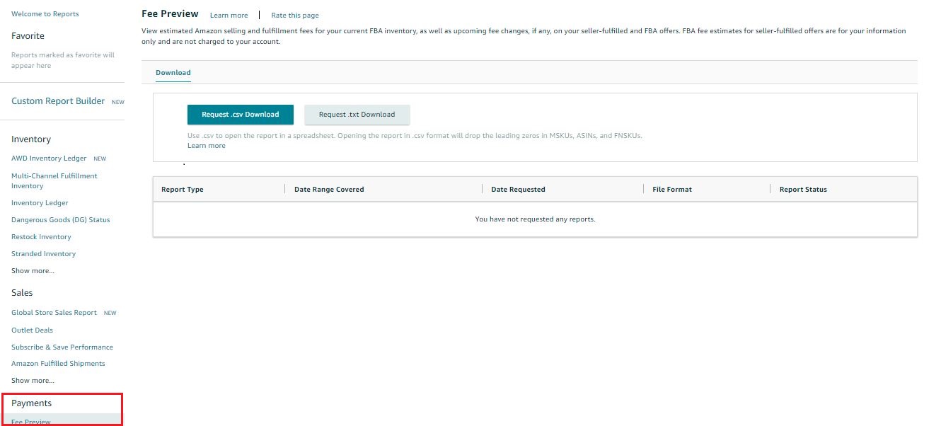 To access the Fee Preview Report, scroll down to Payments, and click Fee Preview.