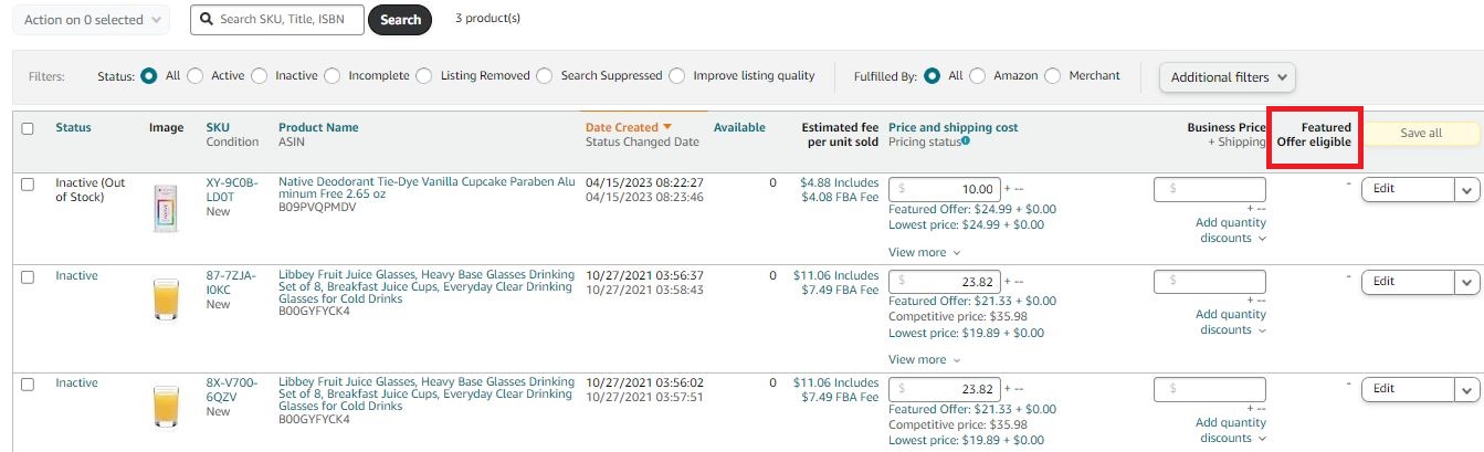 Checking Buy Box eligibility step 4