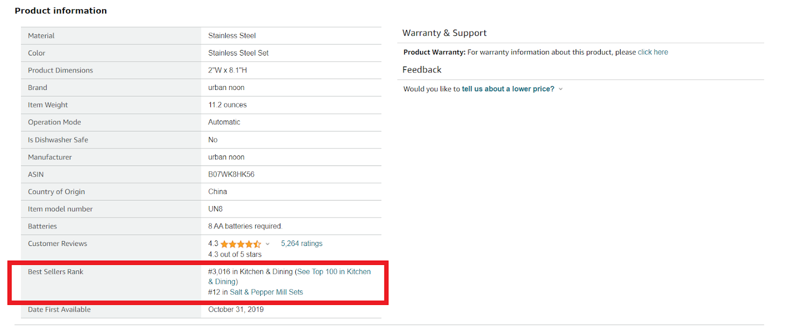 To find BSR, scroll down to the product information section. Look for a line mentioning "Best Sellers Rank".