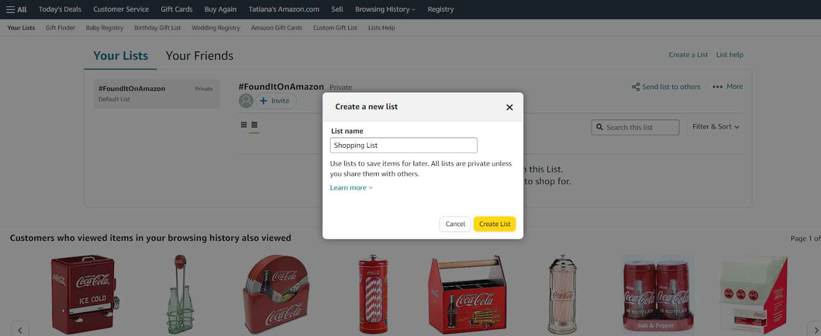 Creating a Wish List on Amazon