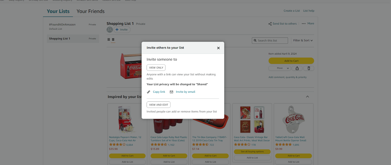 Select “Copy Link” or “Invite by Email” and send a link or email to the recipient