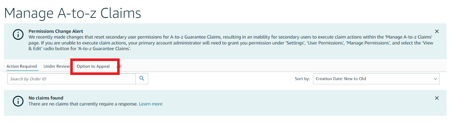 Go to the Account Health Dashboard in Seller Central and select A-to-z Guarantee Claims /> the Option to Appeal tab