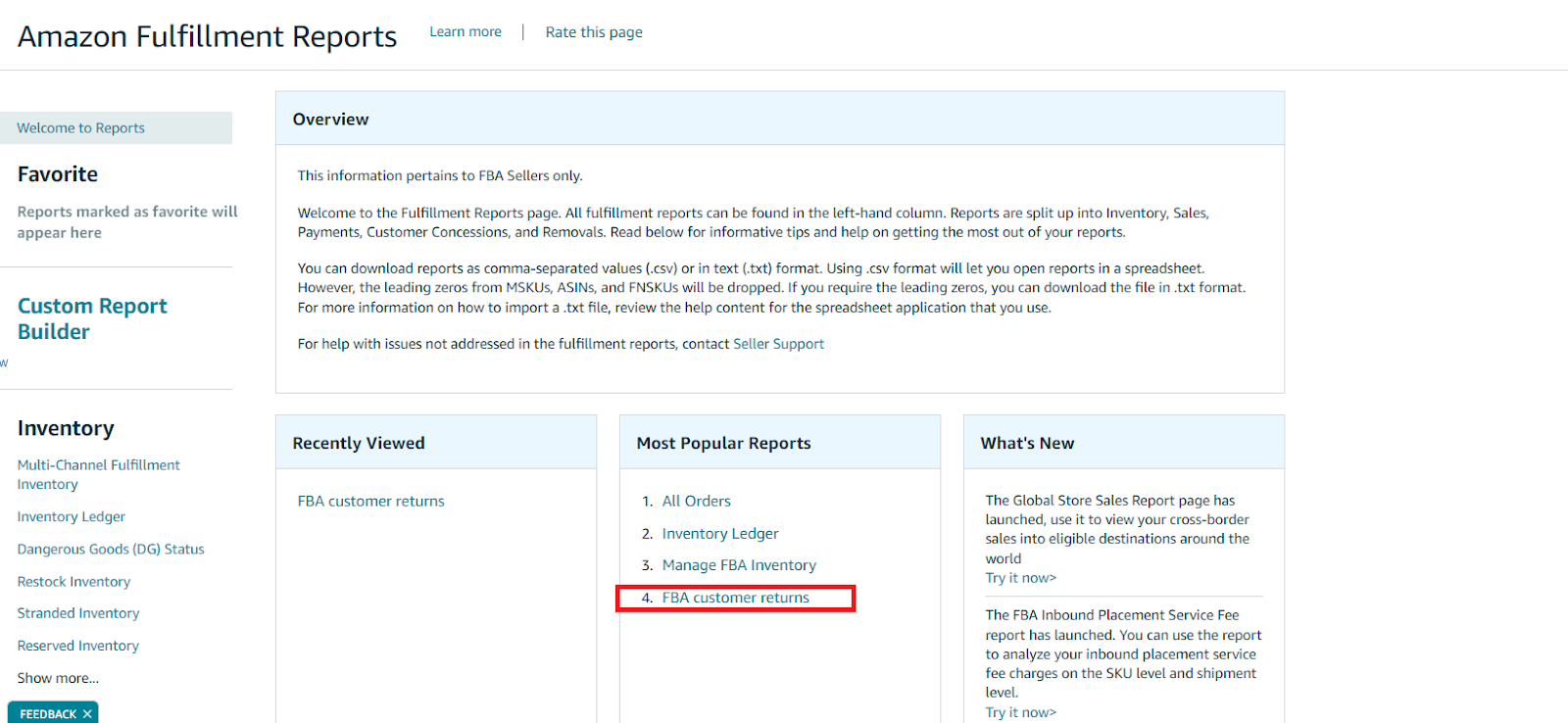 To access FBA Customer Returns Report, in your Seller Central, go to Reports /> Fulfillment > FBA Customer Returns