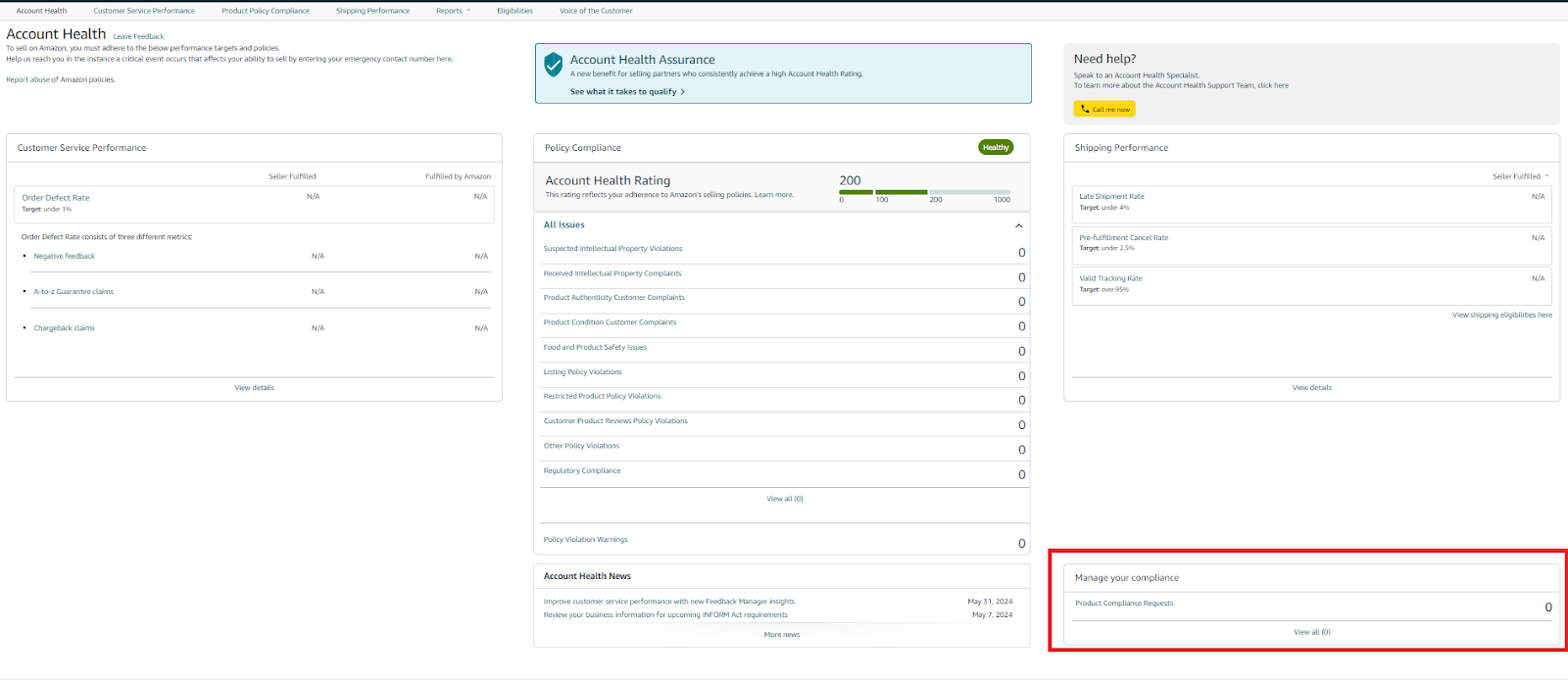 To access Compliance Reference tool, find Manage Your Compliance, and click Product Compliance Requests.