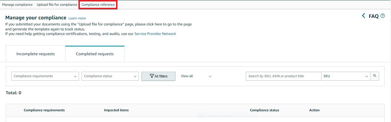 To access Compliance Reference tool, go to Compliance Reference tab in the upper menu