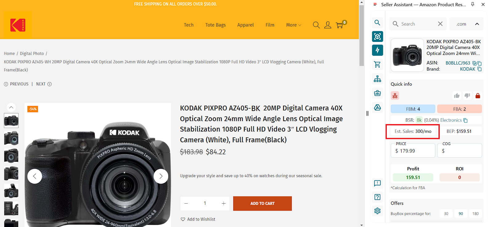 Calculating product sales on supplier websites