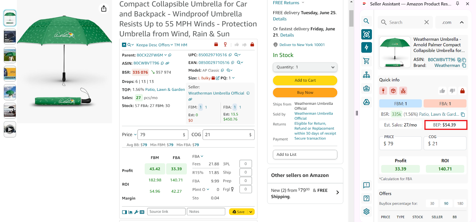 All data are available on the product pages and on any supplier website. You can calculate product profitability and your break-even point (BEP) without leaving the supplier page, if needed