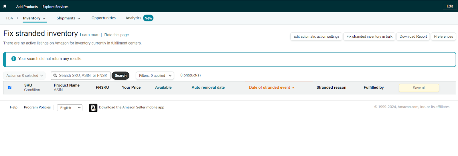 Amazon helps you deal with stranded inventory by using the Fix Stranded Inventory