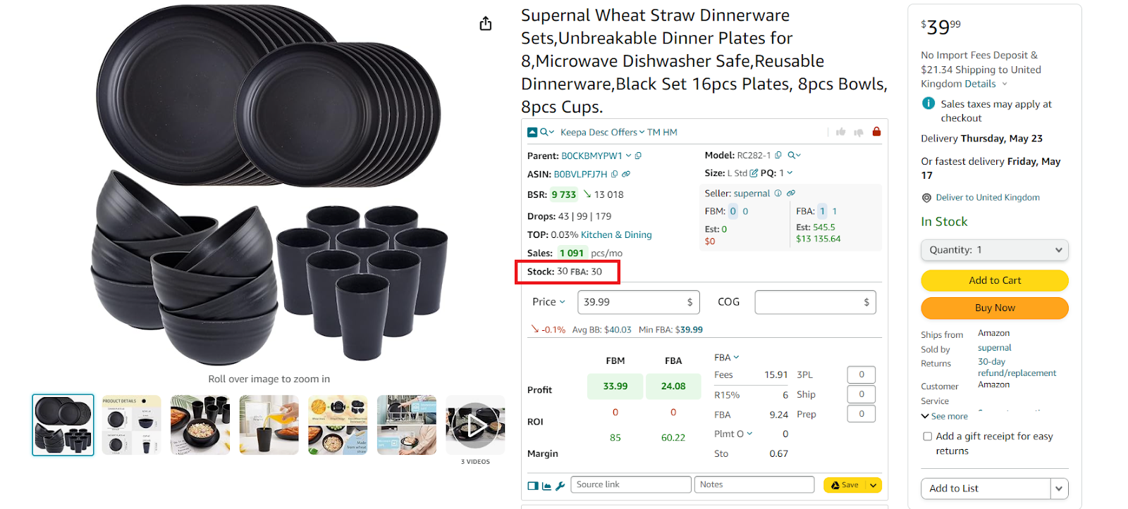 Stock Checker on the Amazon product page