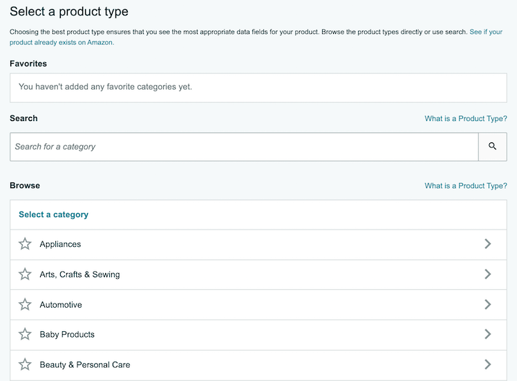 Seleccionar categoría de productos