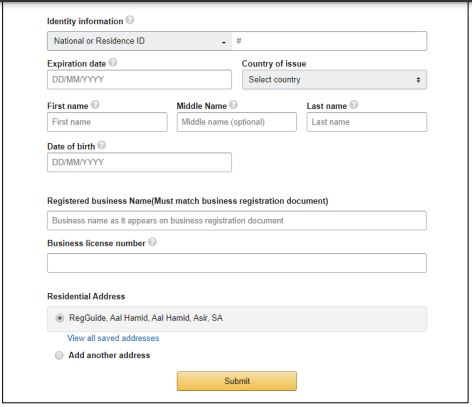Los vendedores de empresas deben facilitar el número de identificación nacional, el nombre de la empresa, el número de licencia y otros datos.