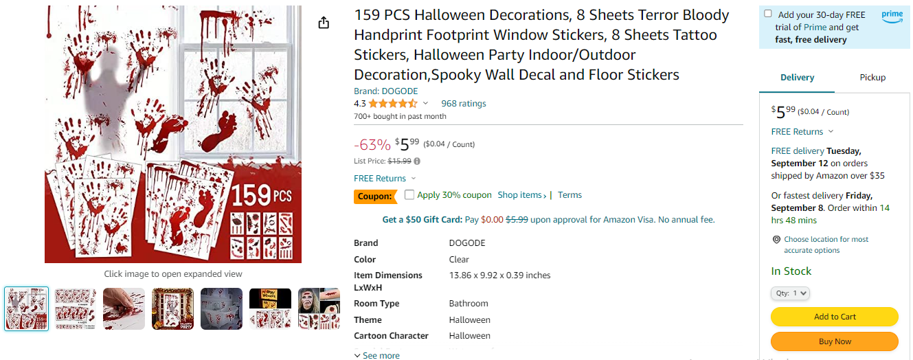 Decoraciones de Halloween a la venta en Amazon 