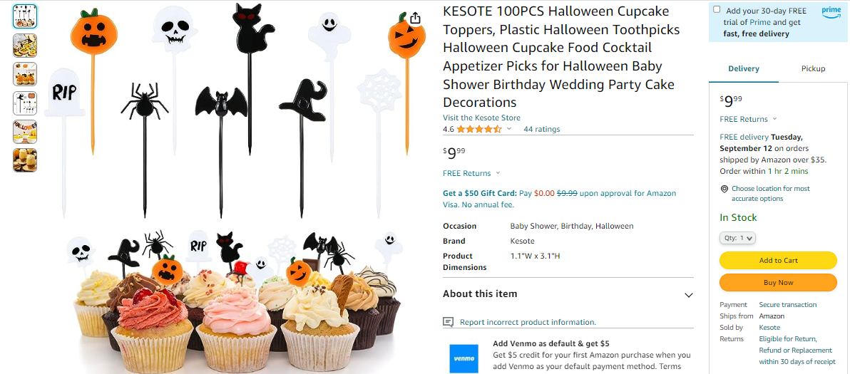 Comida y bebida de Halloween a la venta en Amazon