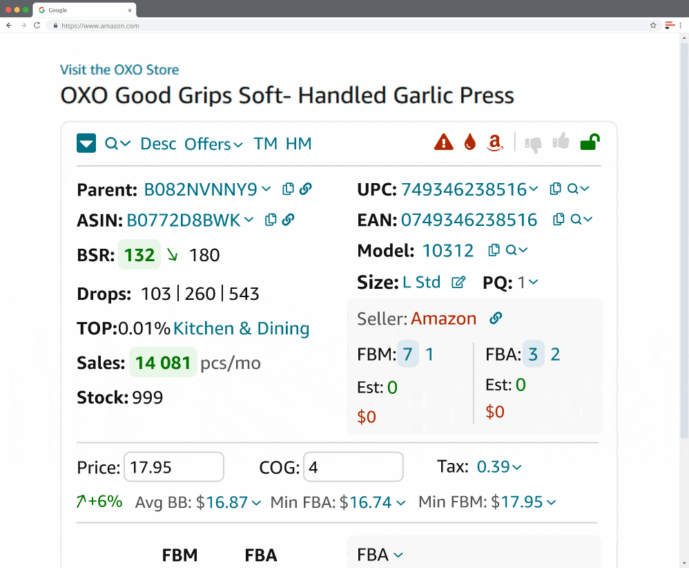 Seller Assistant ürün kısıtlamalarını ve satış sınırlamalarını gösterir