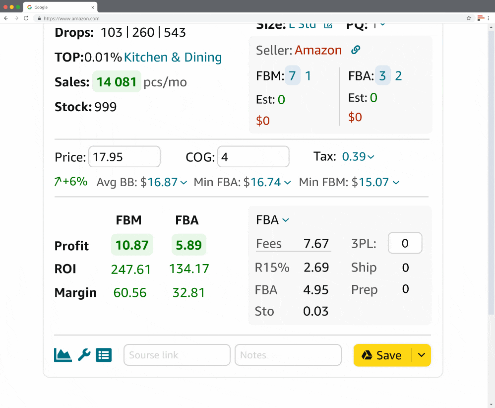 Seller Assistant ürün karlılığını gösterir