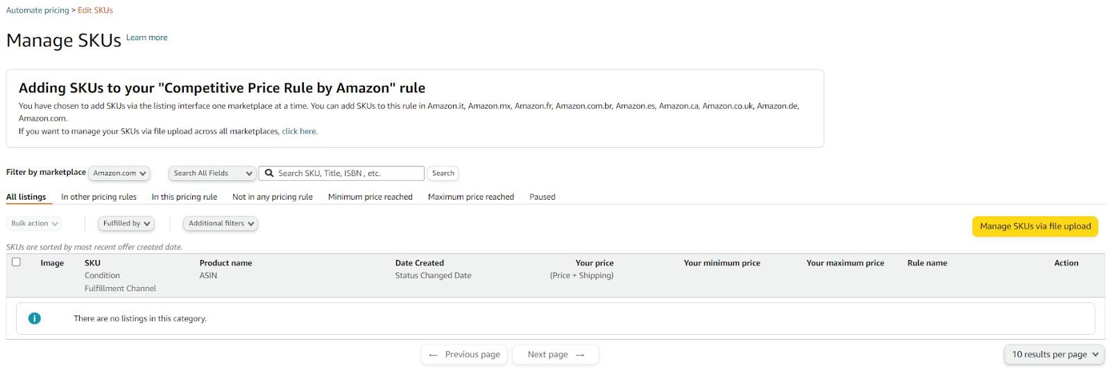 Set minimum and maximum prices