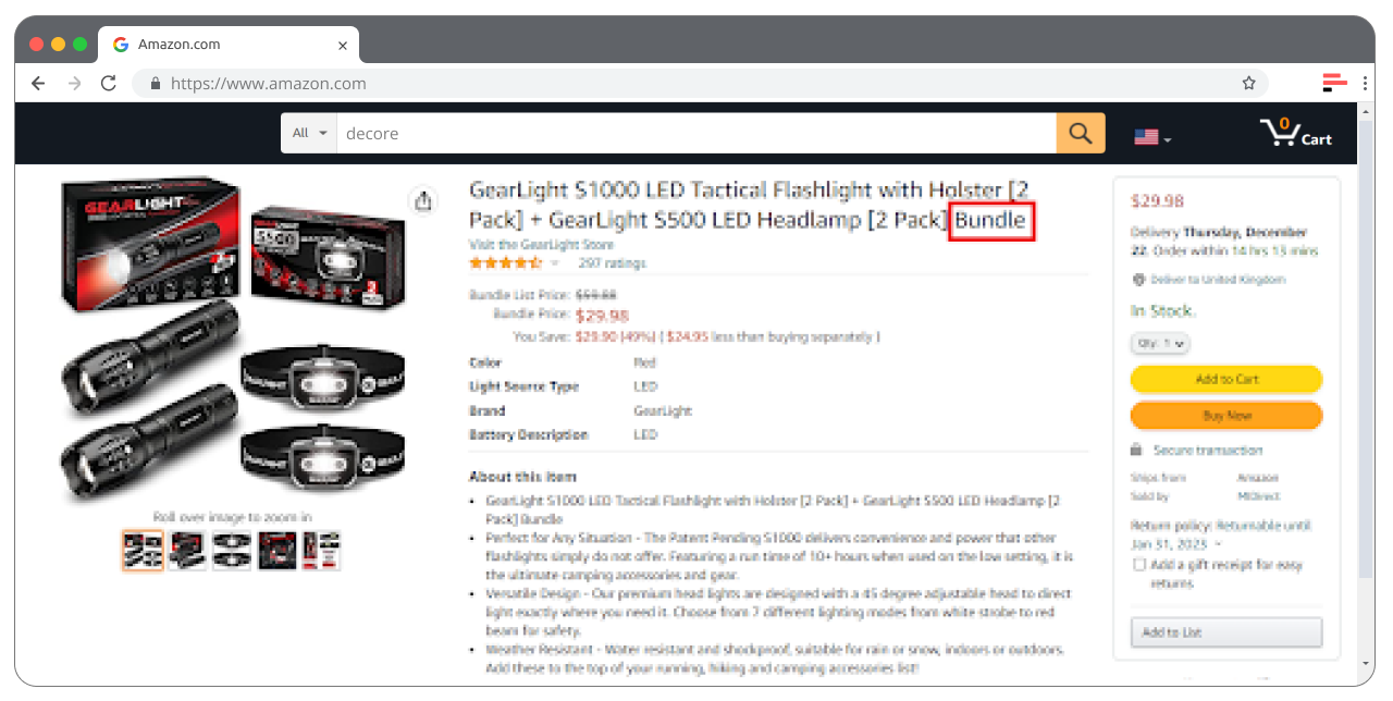 Example of Amazon bundle
