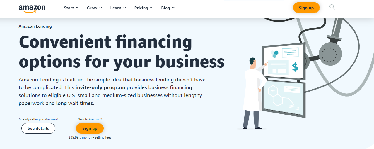 Amazon Borç Verme programı sayfası