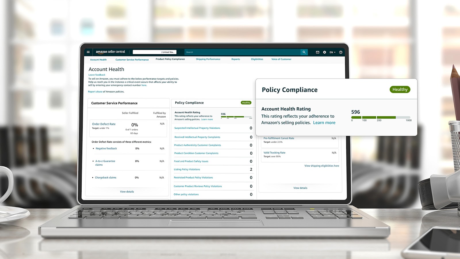 "Healthy" Account Health Rating is marked green