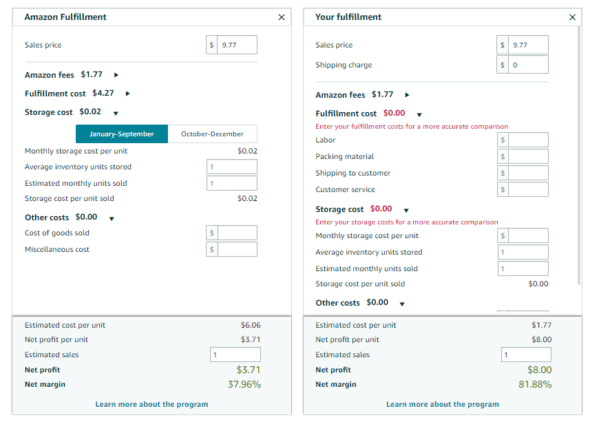 Amazon Revenue calculator