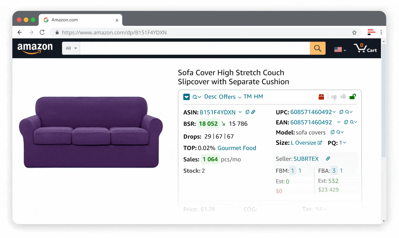 Seller Assistant shows product sales limitations