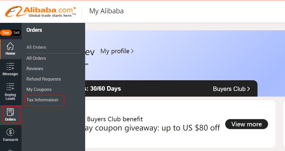 Para confirmar la participación en ASTEP, vaya a Pedidos /> Información fiscal