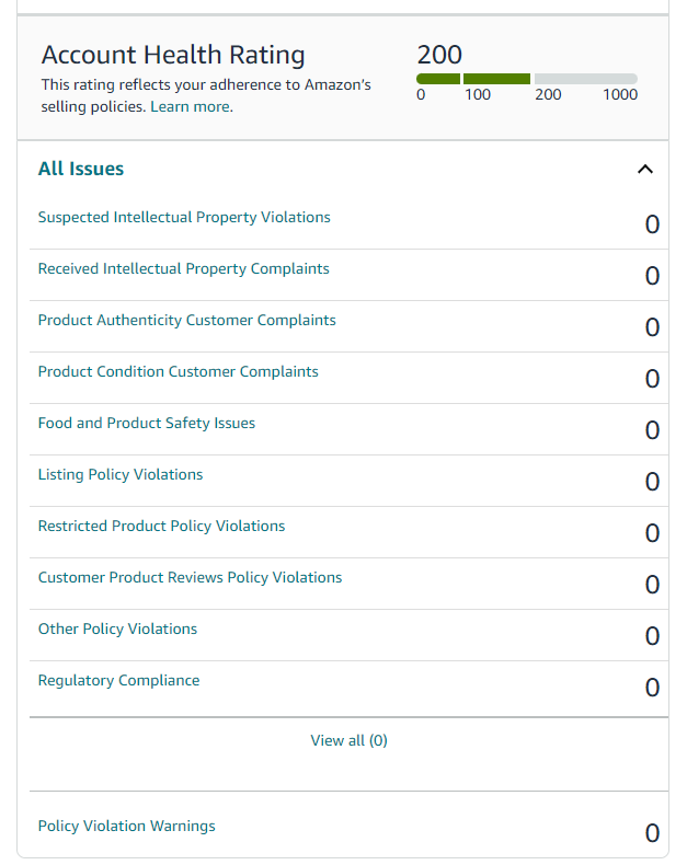 Policy compliance is the second section in the Account Health Dashboard