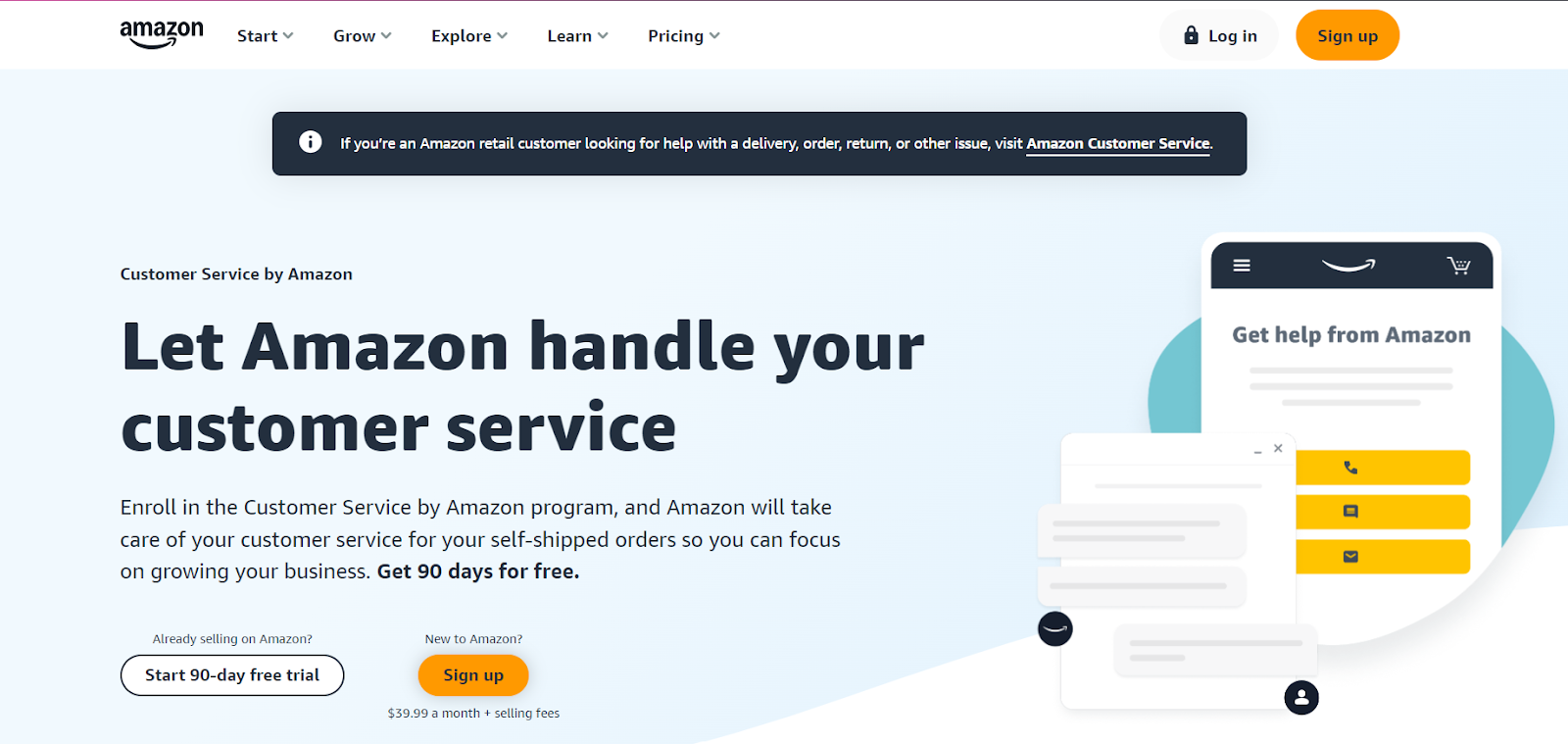 Customer Service by Amazon page