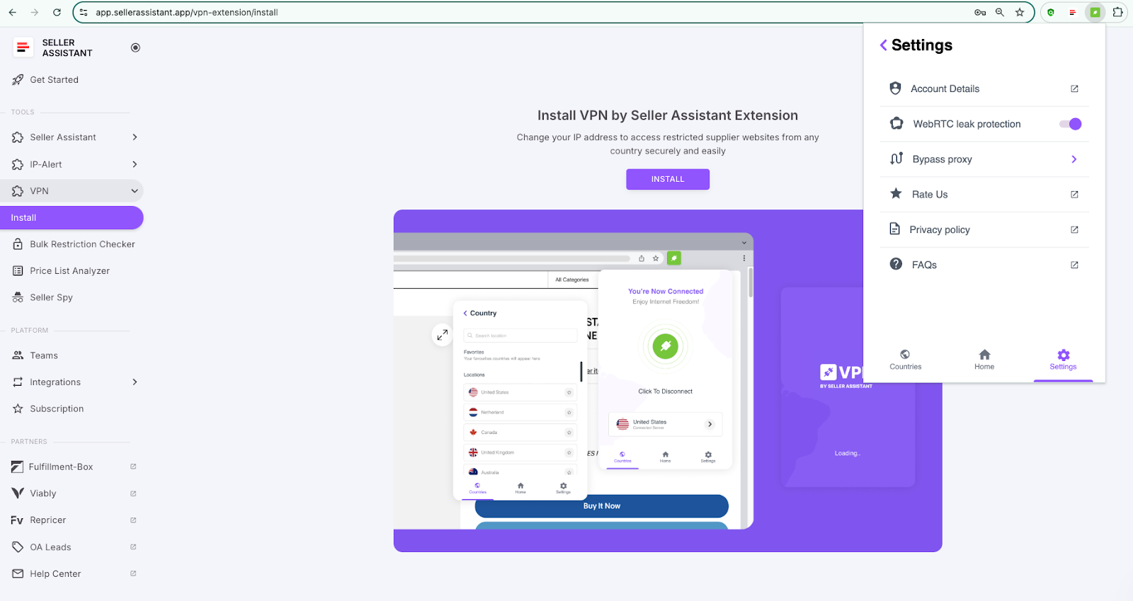 For added privacy, enable WebRTC leak protection