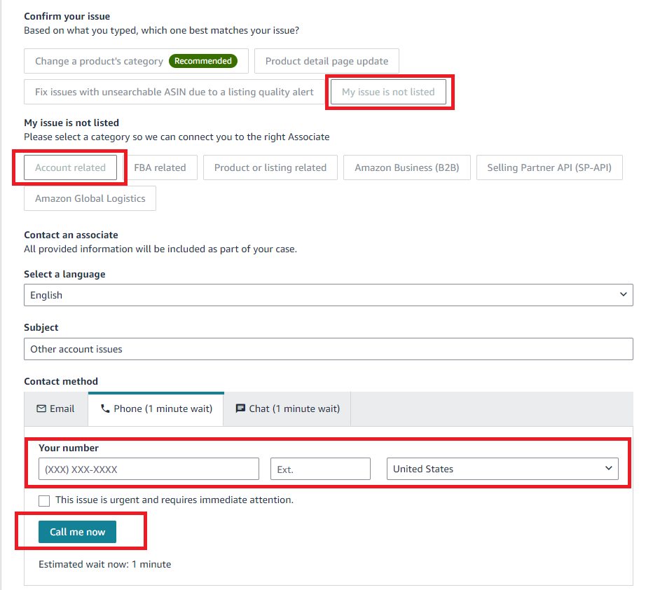 Select the Call me now option to request an immediate callback, or schedule one at a convenient time.