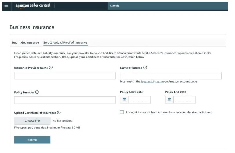 Uploading proof of insurance