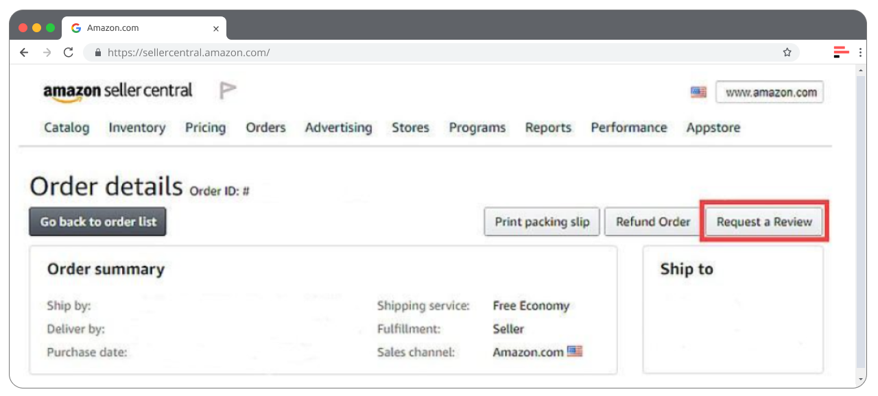 "Request a Review" button