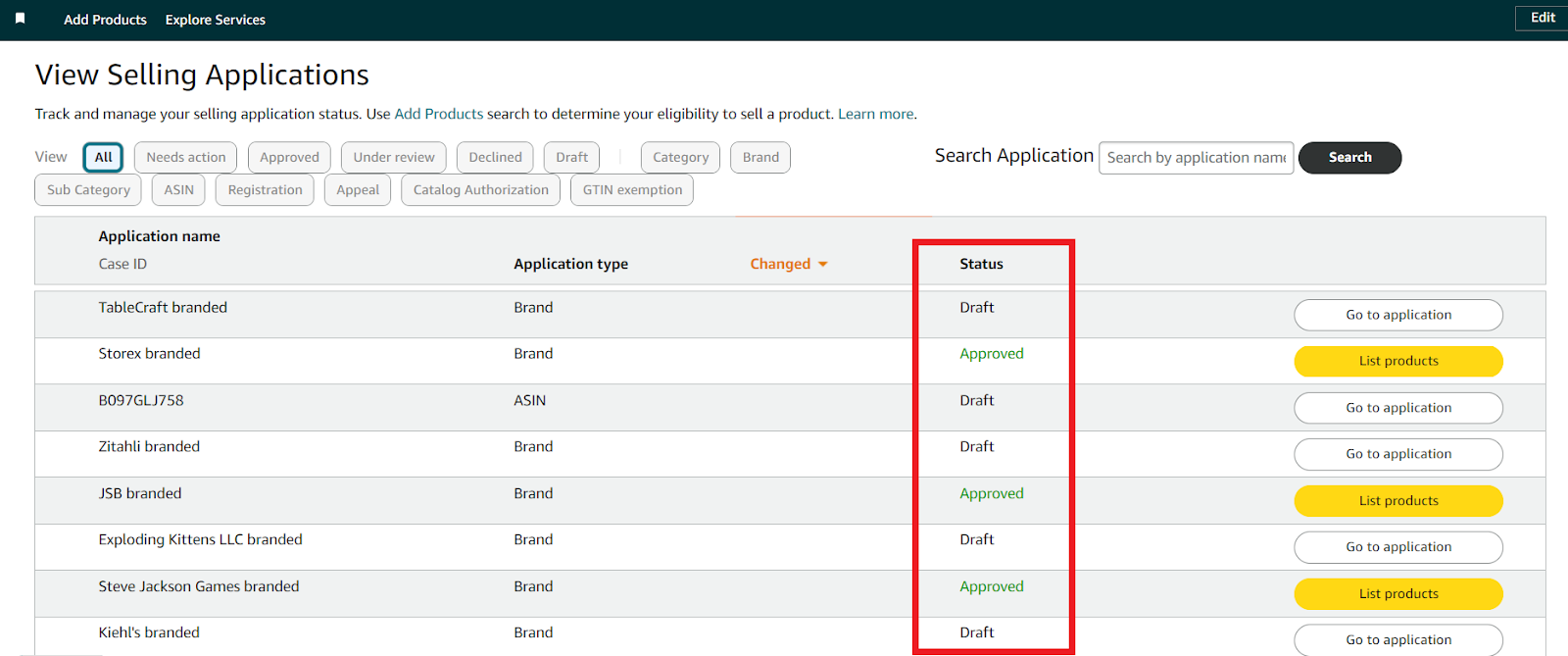 You can monitor your application’s progress via the “View Selling Applications” page in Seller Central