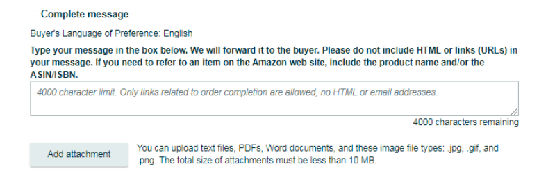In the message field, add your message text and attachments