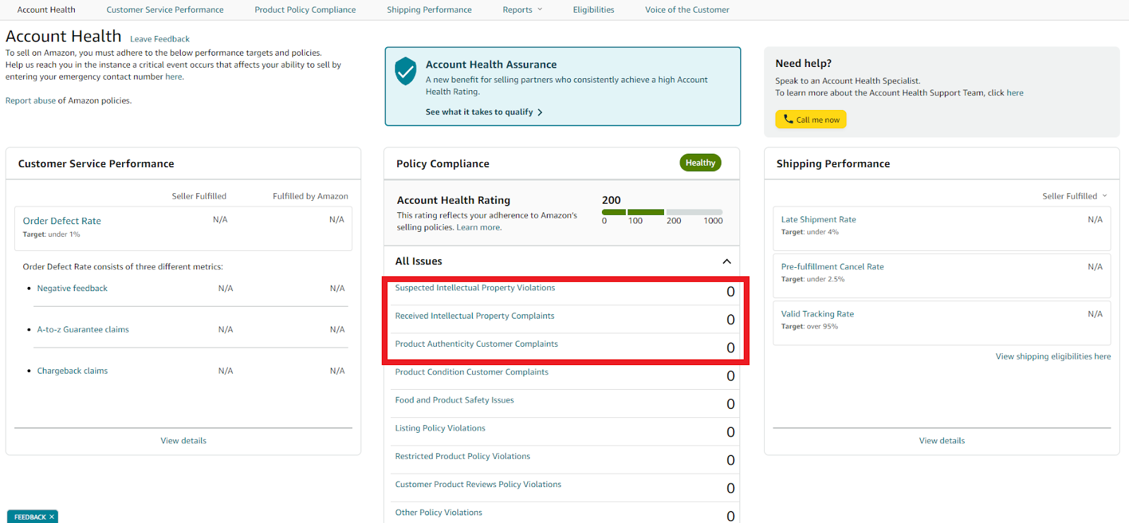 Amazon IP policy violations on the Account Health Dashboard