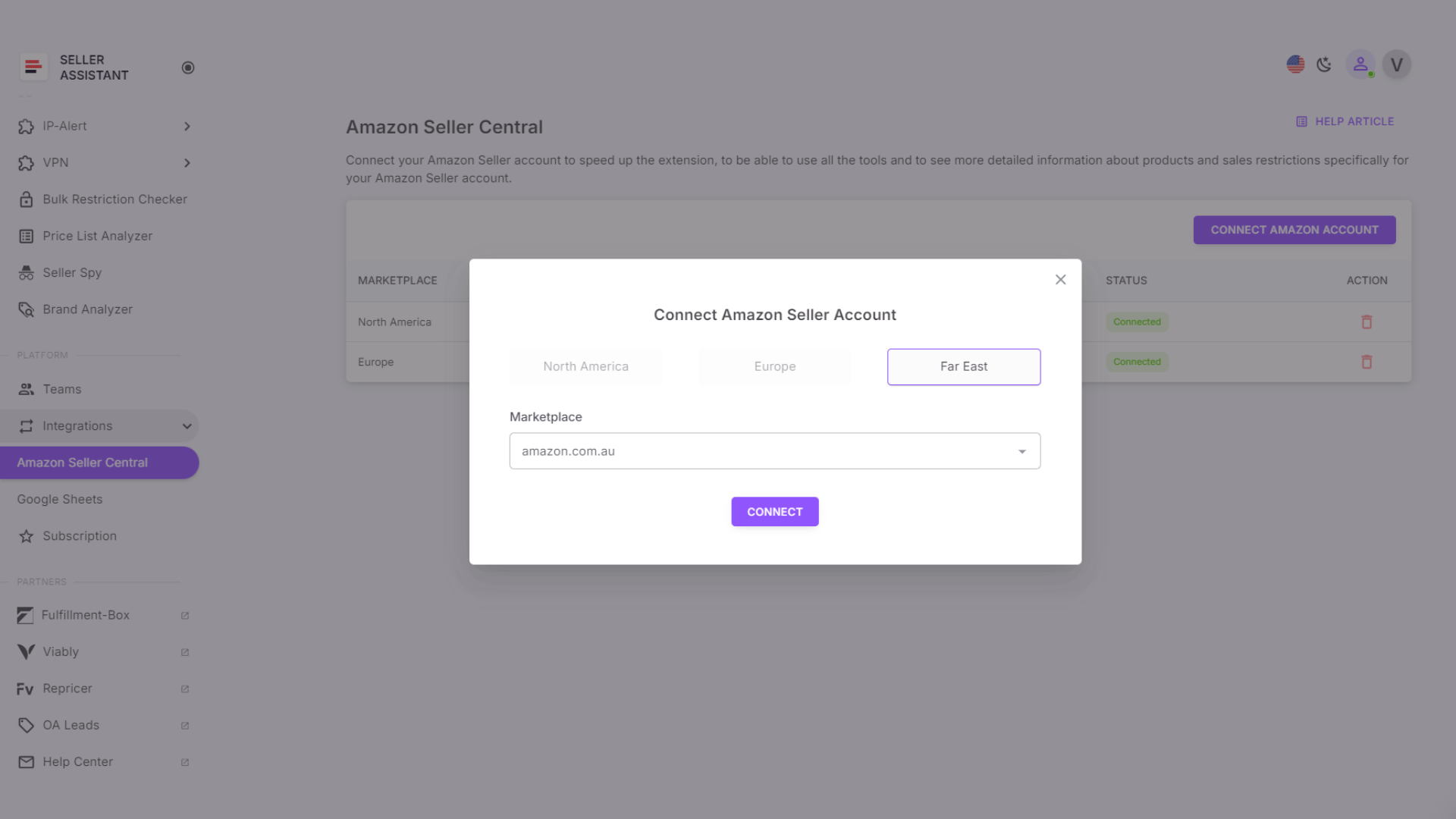 In Seller Assistant Personal account, connect your Seller Central account.