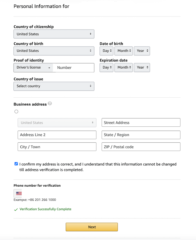 Kişisel ve ticari bilgilerinizi girin
